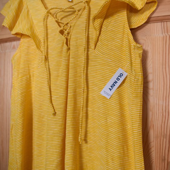 NWT Old Navy Yellow Tie Up Flutter Sleeve Tee Tall - Picture 4 of 6